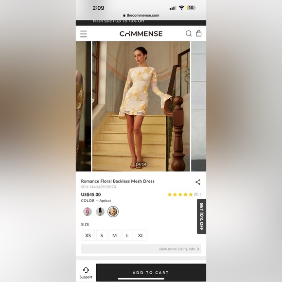 Commense Apricot Floral Mesh Dress - Picture 5 of 5